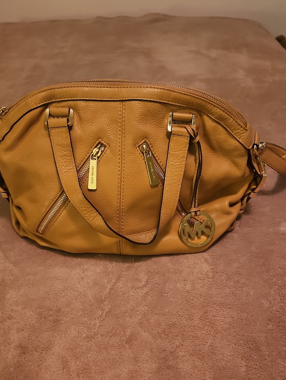 Michael Kors Yellow Leather Satchel with Gold Hardware